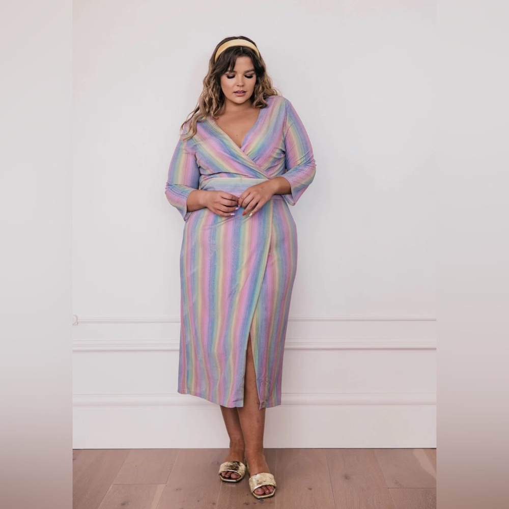 JessaKae Pastel Striped Midi Dress